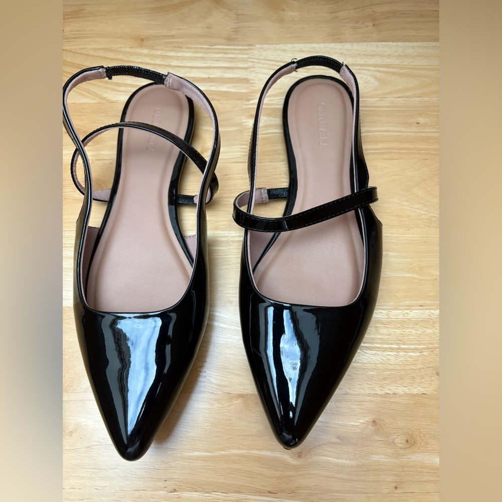 Old Navy Black Patent Leather Slingback Flats | Sz 8